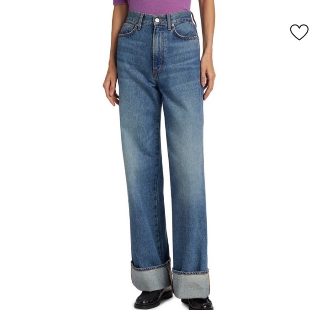 Veronica Beard Taylor Wide Leg Cuffed Jean